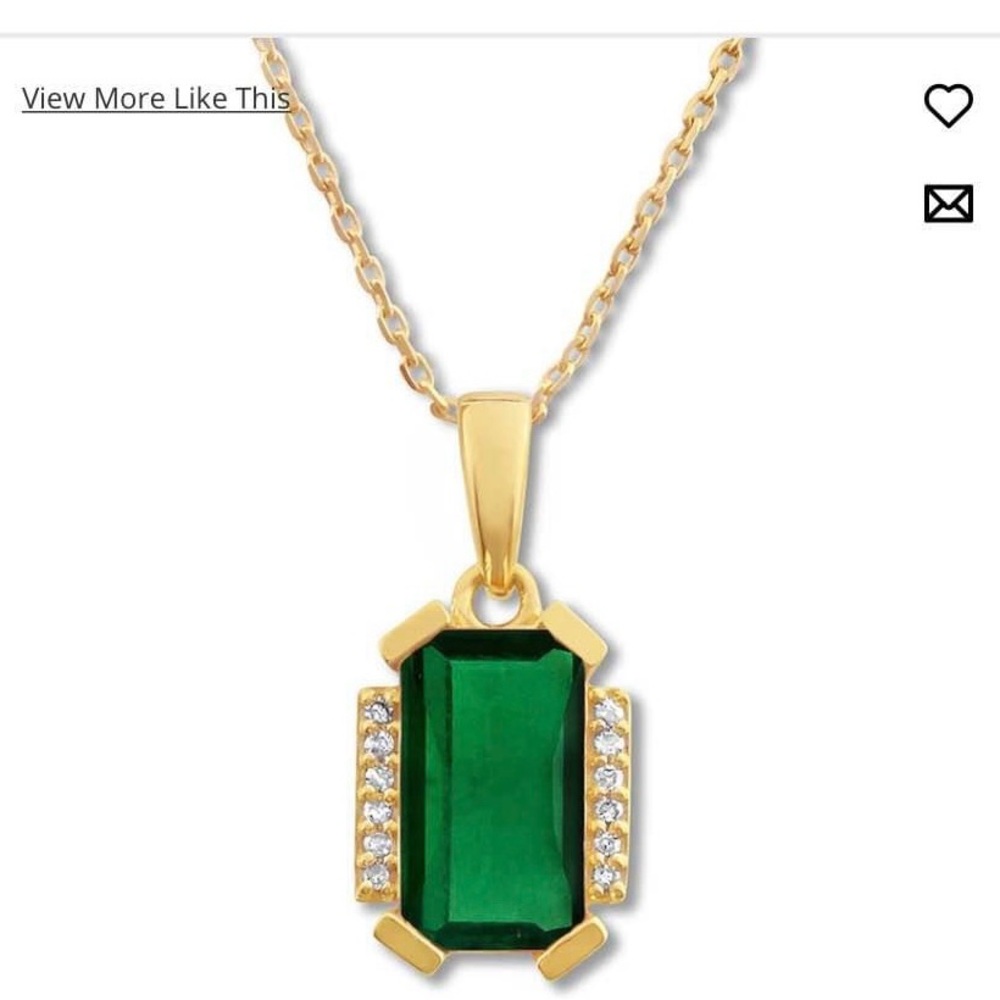 Emerald Necklace with Diamonds 10K Yellow Gold